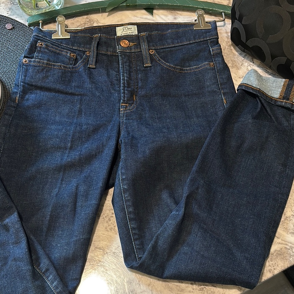 J. Crew Blue High Rise Toothpick Jeans with Classic Indigo Wash